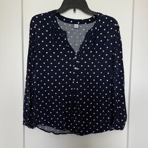 Old Navy Navy Blue Polka Dot Blouse